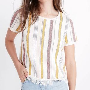 Madewell Blakey Stripe Fringe Cropped Sweater Tee - M